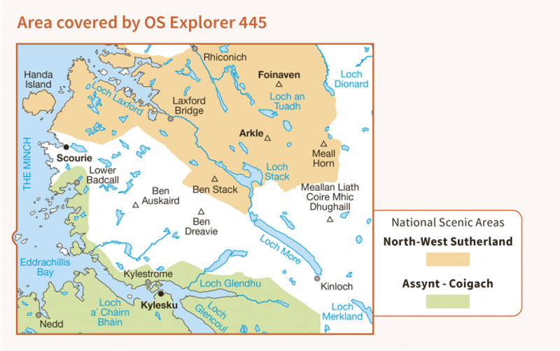 OS Explorer Map 445 - Foinaven Arkle Kylesku and Scourie-2